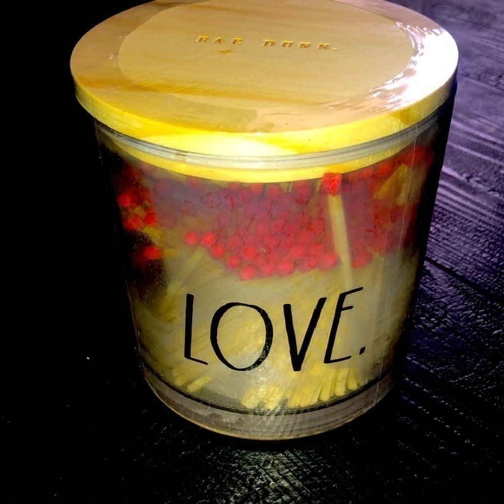 Rae Dunn Farmhouse Holiday LOVE Glass Jar 250 Matches Sticks Valentine’s Day
